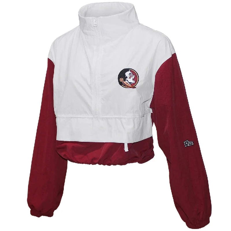 Best-Sellers Hype & Vice Women's Seminole Logo/Seminoles Crop Track Jacket - White/Garnet