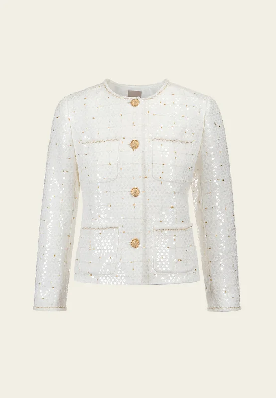 Chic Sophistication Sequined Lurex-detail Patch-pocket Jacket