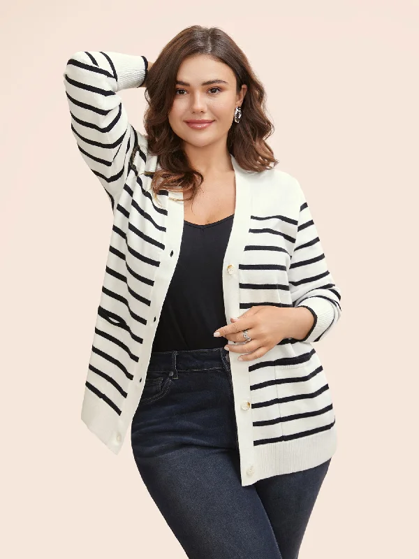 Trendy Pulse Supersoft Essentials Striped Button Up Cardigan