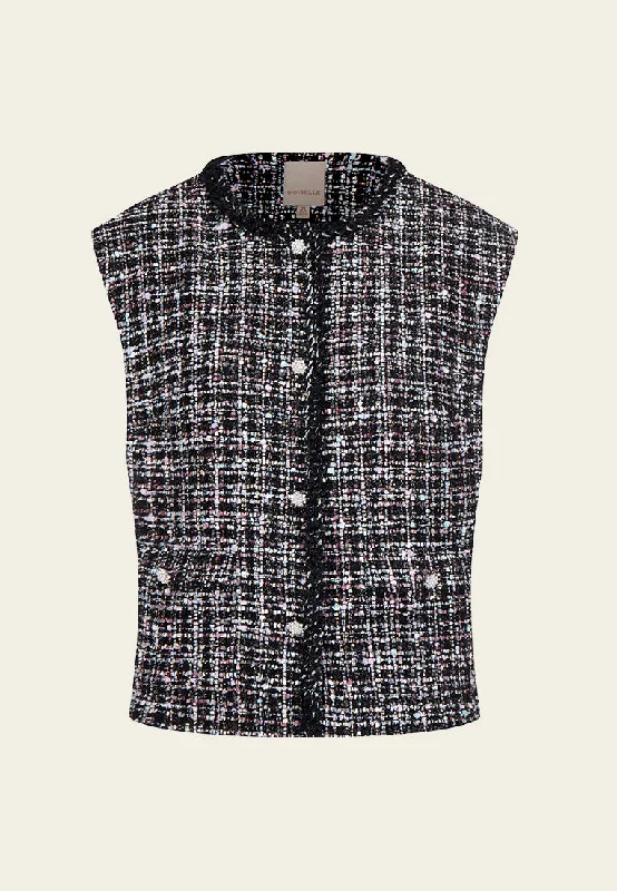 Catch Every Fashion Trend Frayed-detail Contrasting-trim mixed tweed Waistcoat