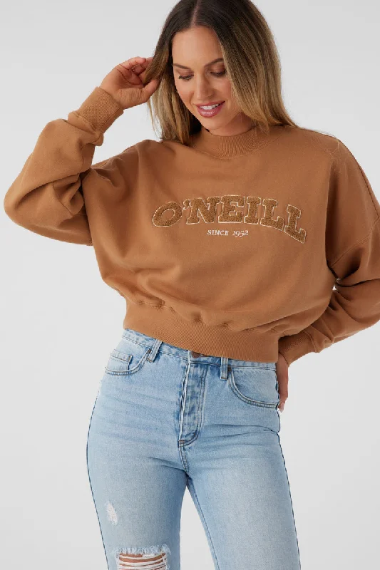 Unleash Your Trend Driven Style O'Neill Moment Crop Sweatshirt-Tobacco Brown