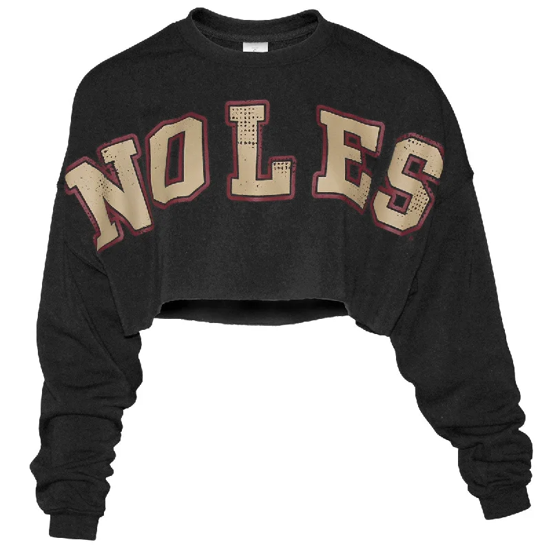 Fashion For Every Occasion ZooZatz Women's Noles Uber Crop Crew Fleece - Black