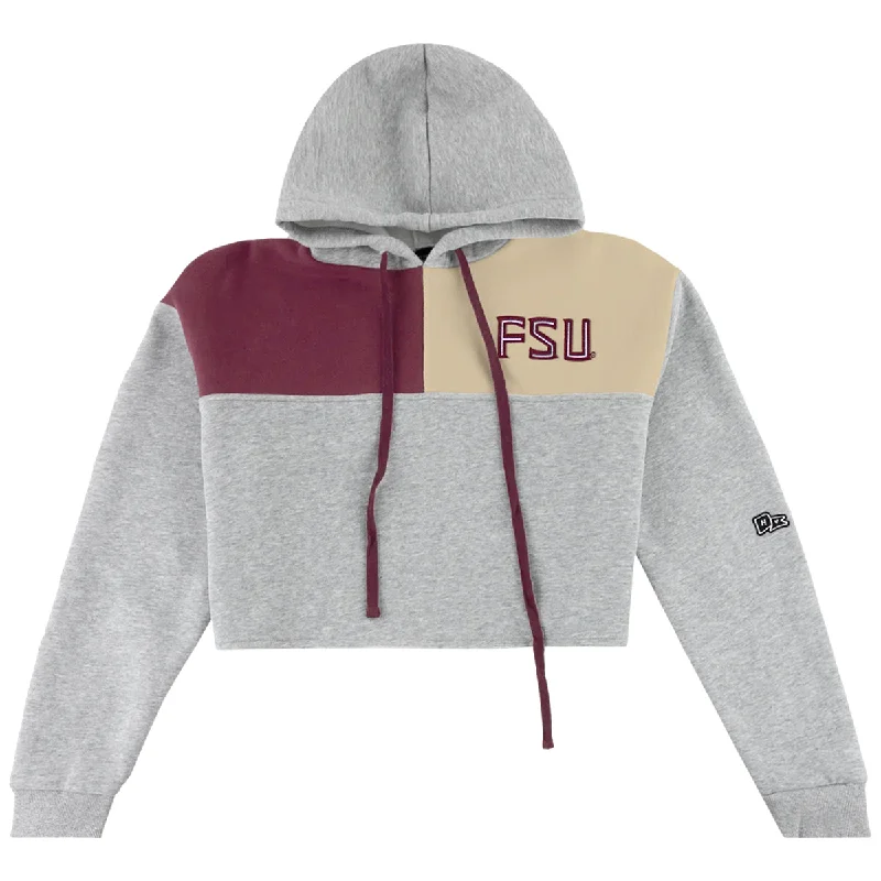 Fashion Forward Hype & Vice Women's FSU Color Block Crop Hood - Garnet/Gold/Grey