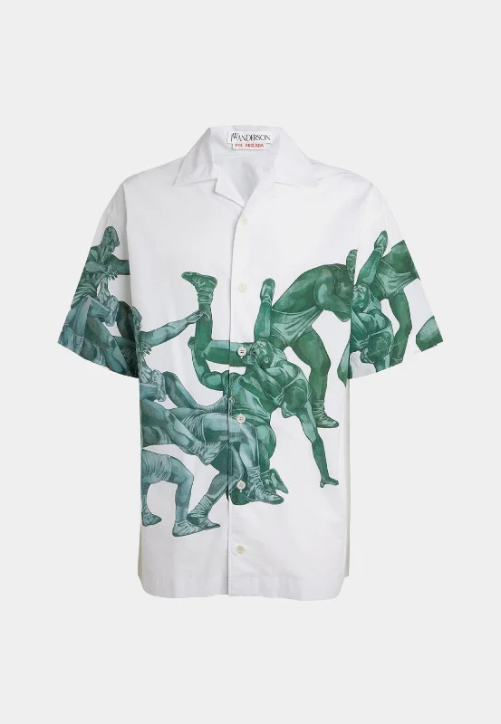 Shop Sales Jw Anderson Pol Print Short Sleeve Shirt Green