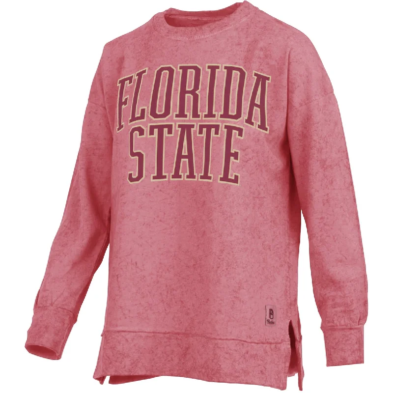 Wardrobe Update Pressbox Women's Florida State Sun Wash Oversized Crew Fleece - Garnet