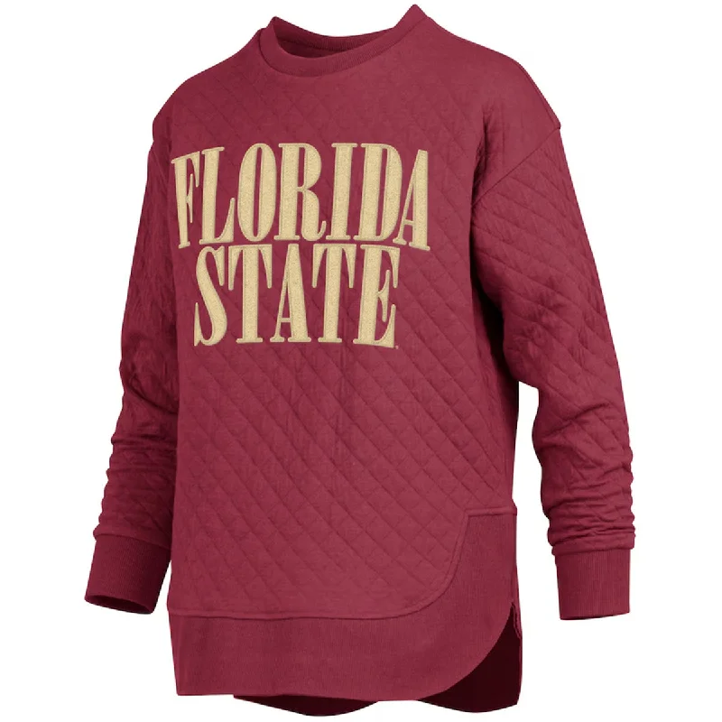 Timeless Elegant Pressbox Women's Florida State Quilted Crew Fleece - Garnet