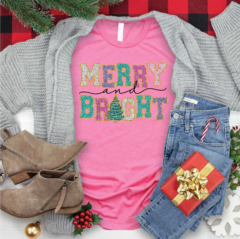 Budget Friendly Merry and Bright Glitter Tee