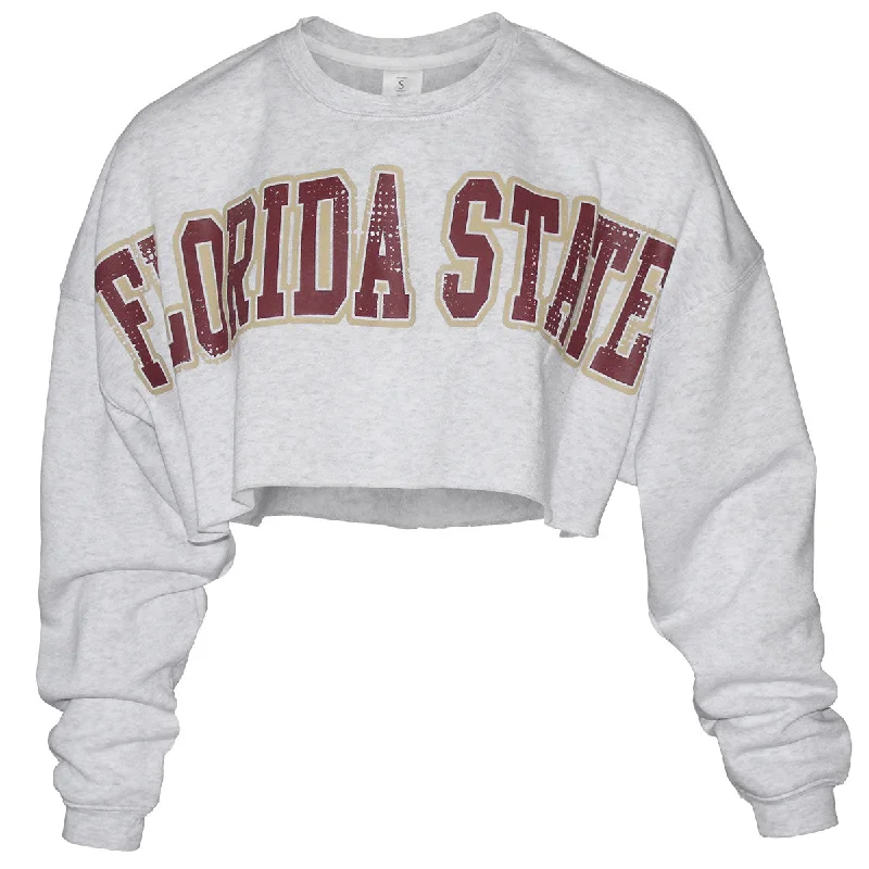 Casual Elegance ZooZatz Women's Florida State Uber Crop Crew Fleece - Ash