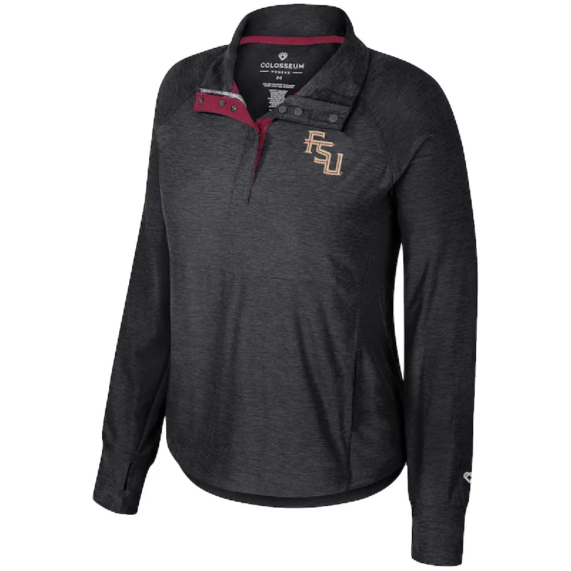 Versatile Wardrobe Essentials Colosseum Women's Stacked FSU Logo 1/4 Snap Windshirt - Black