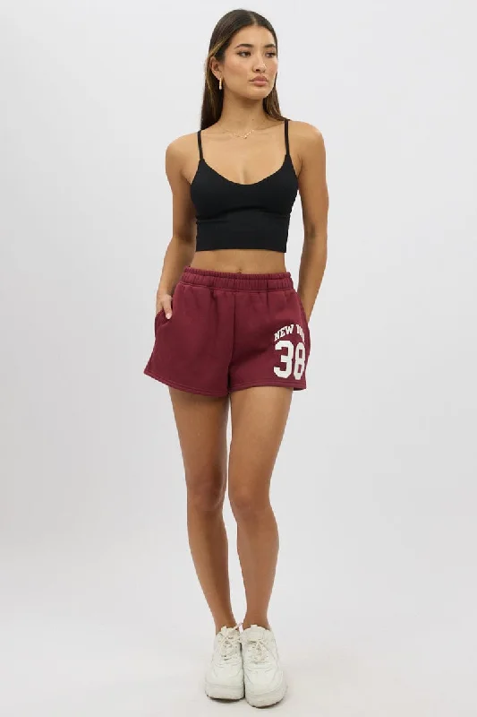 Hot Trends Red Track Shorts Elasticated