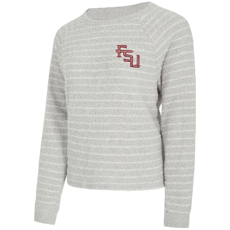 Vibrant Prints Concept Sports Women's Stacked FSU Striped Long Sleeve Chenille Top - Grey