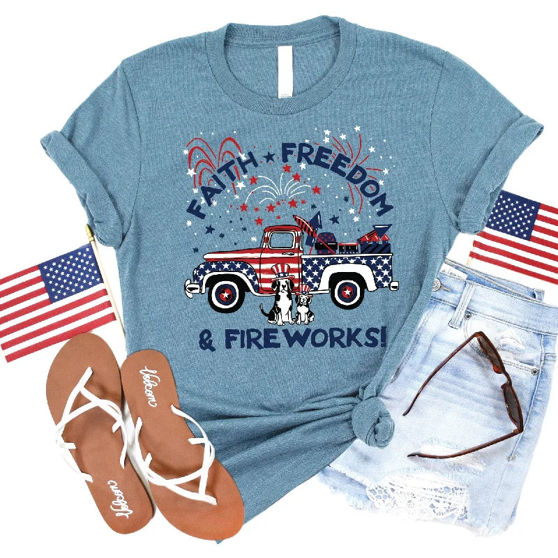 Dreamy Aesthetic Faith Freedom & Fireworks Tee