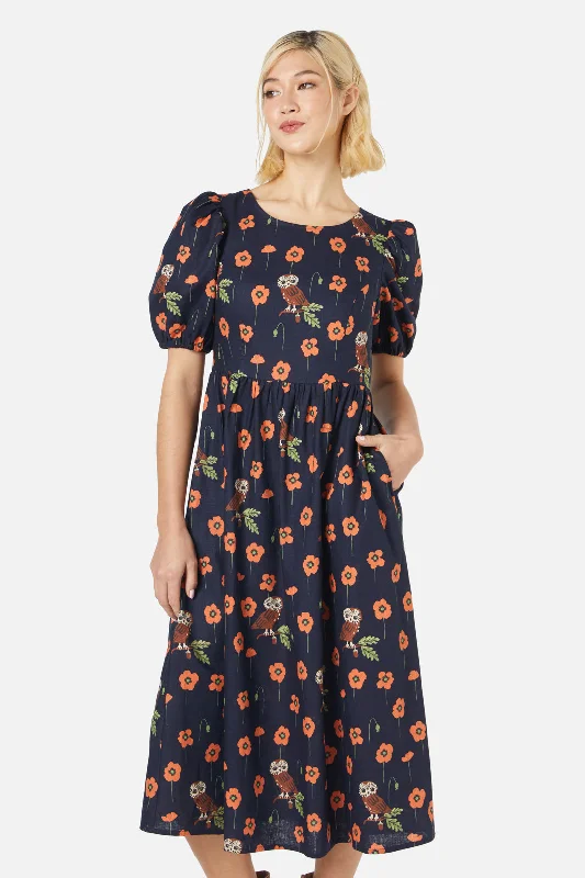 Sleek Design Poppy Owl Midi Dress