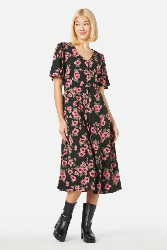 Women’S Urban Fashion Winter Daisy Midi Dress