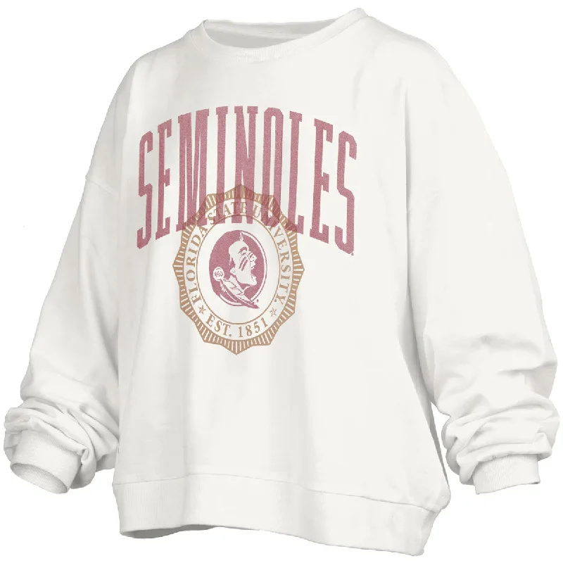 Budget-Friendly Fashion Pressbox Women's Seminoles/Seminole Logo Crew Fleece - White