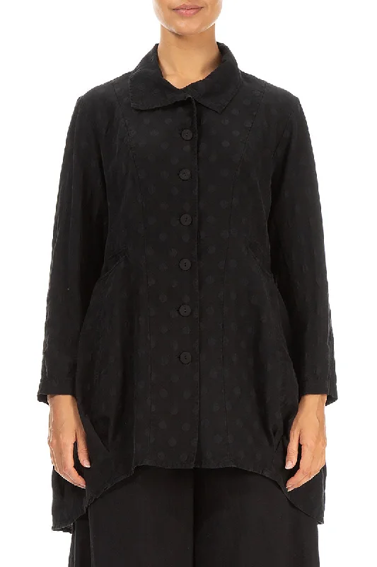 Fashion Sale Dotty Black Balloon Silk Jacket