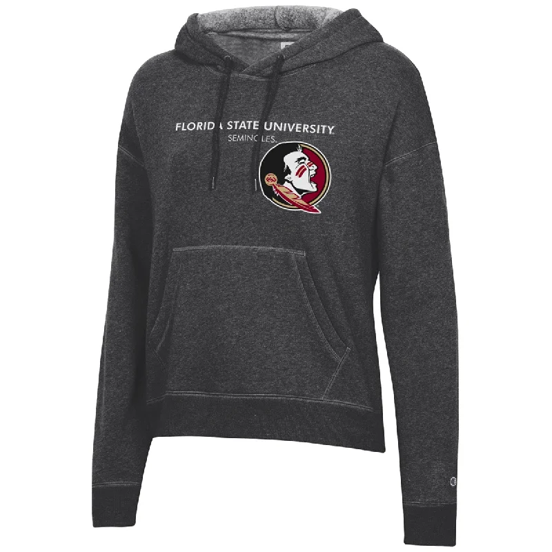 Chic & Cozy Apparel Champion Women's Florida State University Seminoles/Seminole Logo Design Tri-Blend Fleece Hood - Black