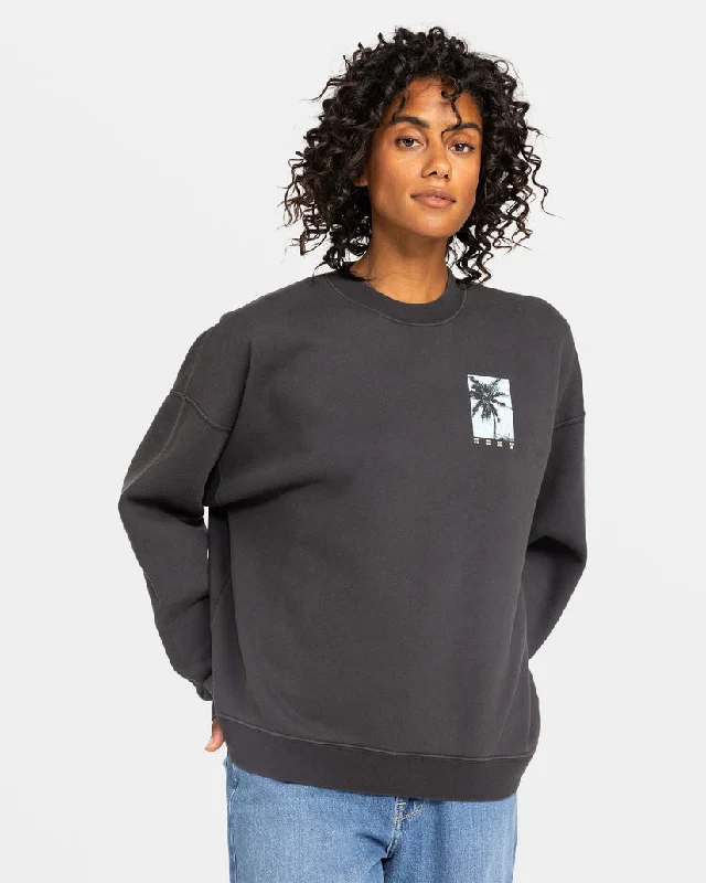 Your Timeless Wardrobe Awaits Roxy Lineup Oversized Crew C Sweatshirt-Phantom