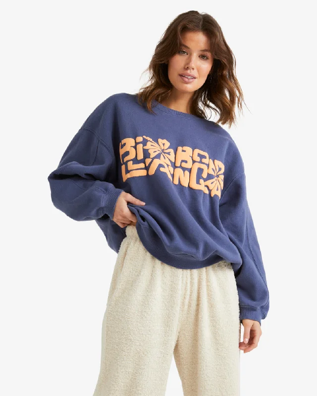 Seasonal Picks Billabong Tiki Vibes Kendall Crew Sweatshirt-Blue Surf