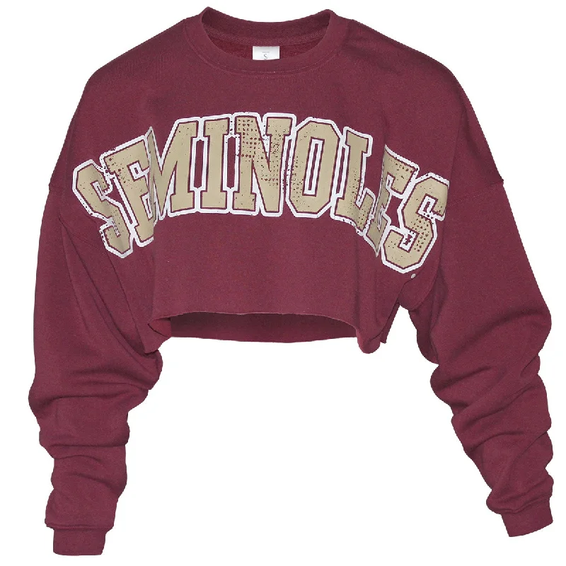 Fashion Essentials ZooZatz Women's Seminoles Uber Crop Crew Fleece - Garnet