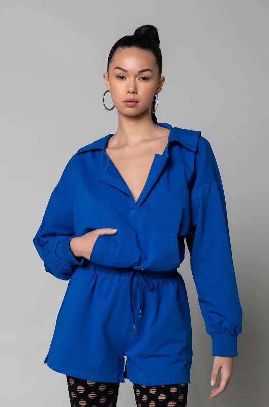 Bold Silhouette NO BAD DAYS LONG SLEEVE ROMPER WITH HOODIE