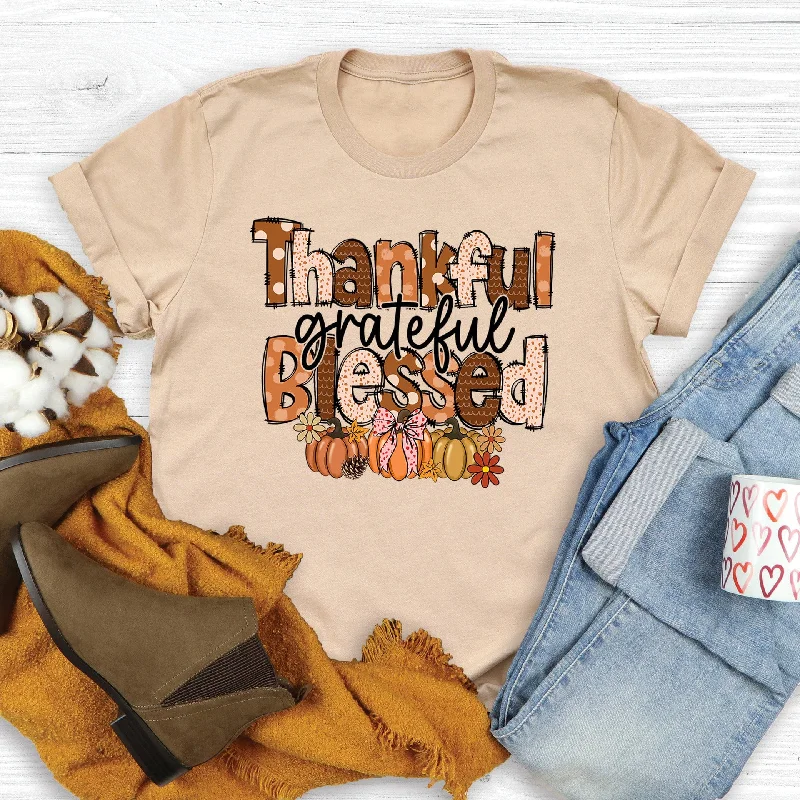 Season Sale Thankful Grateful Blessed Fall Tee