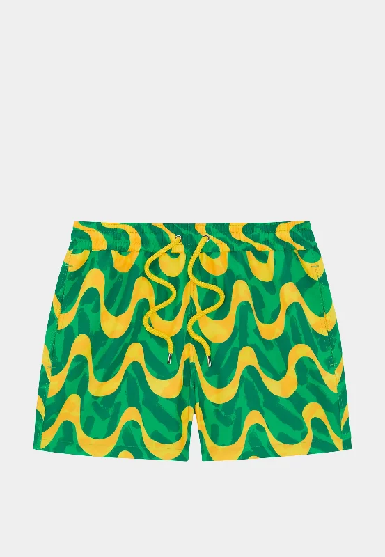 Final Clearance Frescobol Rio JB Printed Swim Short - Booth Green & Booth Yellow