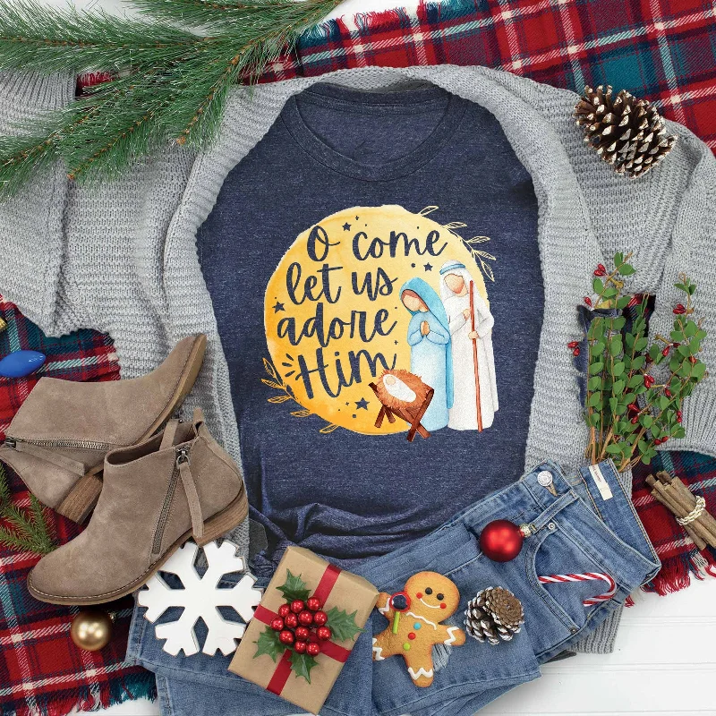 Shop Sales Let Us Adore Him Nativity Tee