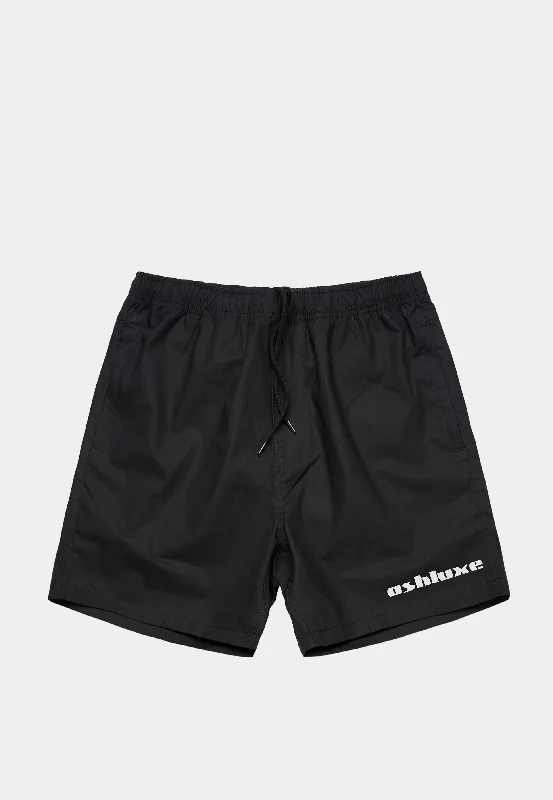 Attire Sale Ashuxe Classic Satin Logo Swimshort Black