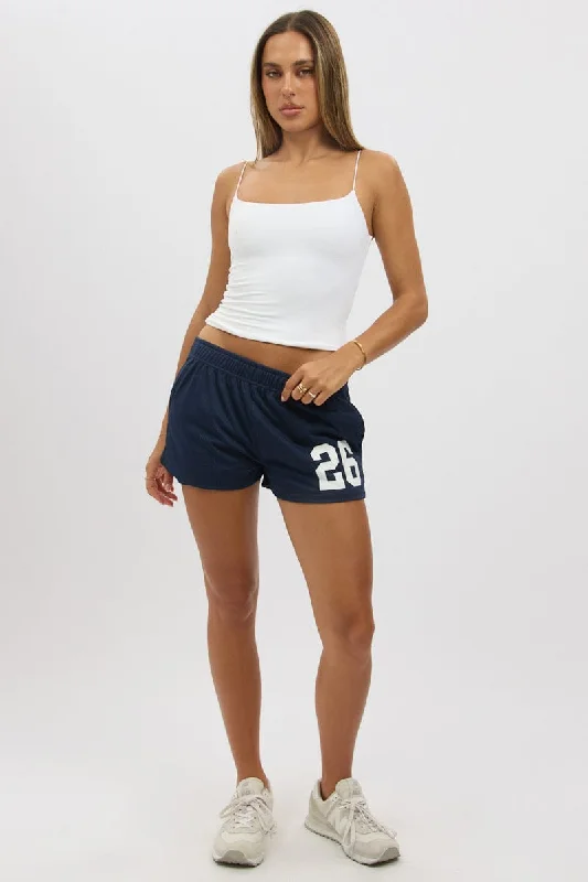 Wardrobe Essentials Blue Track Shorts Elastic Waist