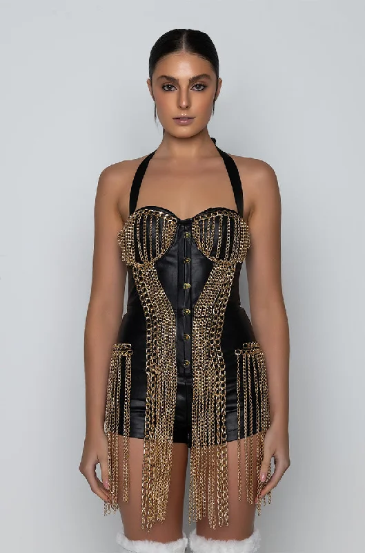 Minimalist Elegant MAIN ATTRACTION CHAIN DETAIL ROMPER BLACK