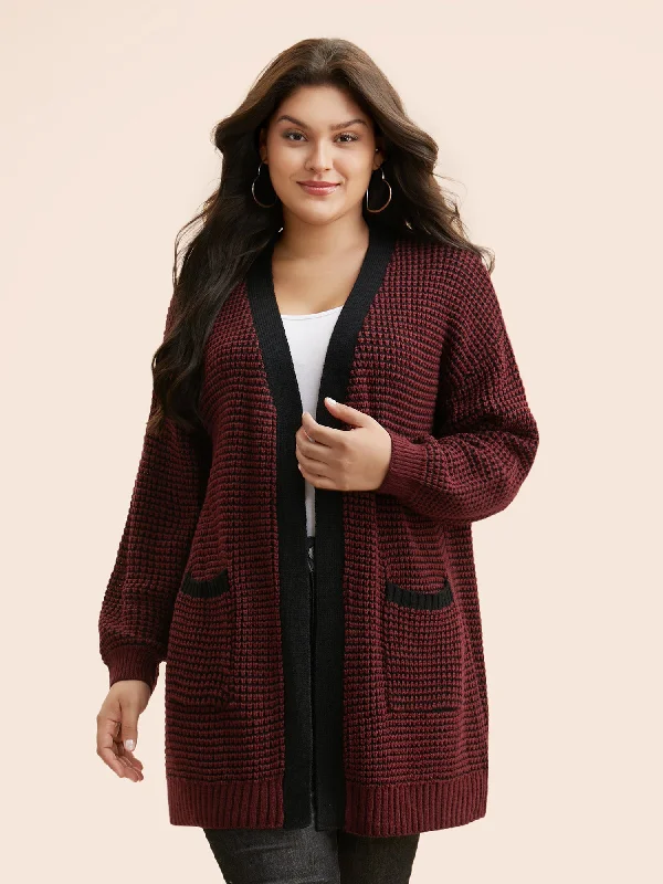 Innovate Your Wardrobe Contrast Textured Drop Shoulder Sleeve Cardigan