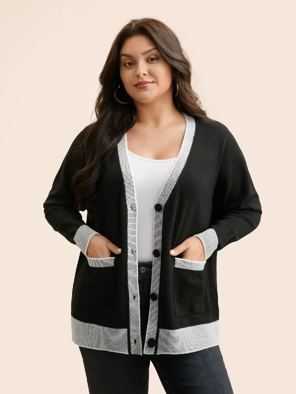 Unleash Your Style Contrast Button Up Pocket Cardigan