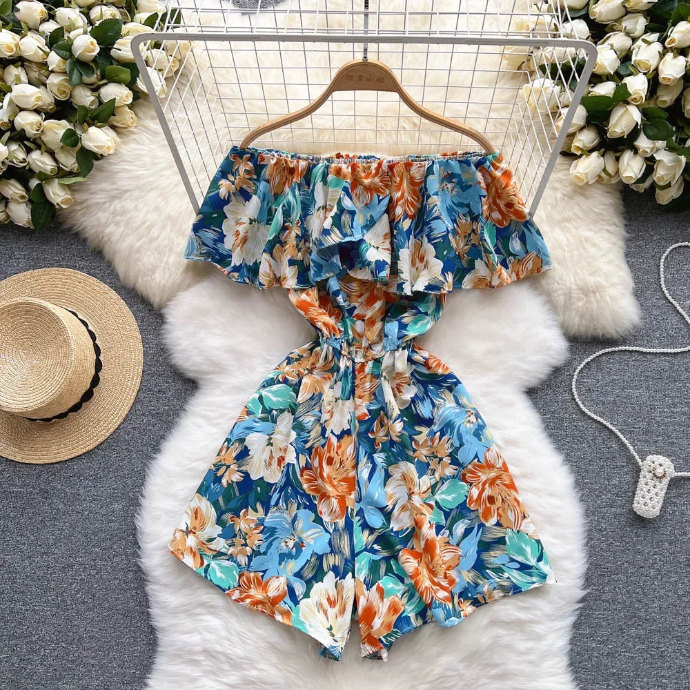 Trend Setting Threads Women's Rompers Off Shoulder Floral Fashion Designer Jumpsuits