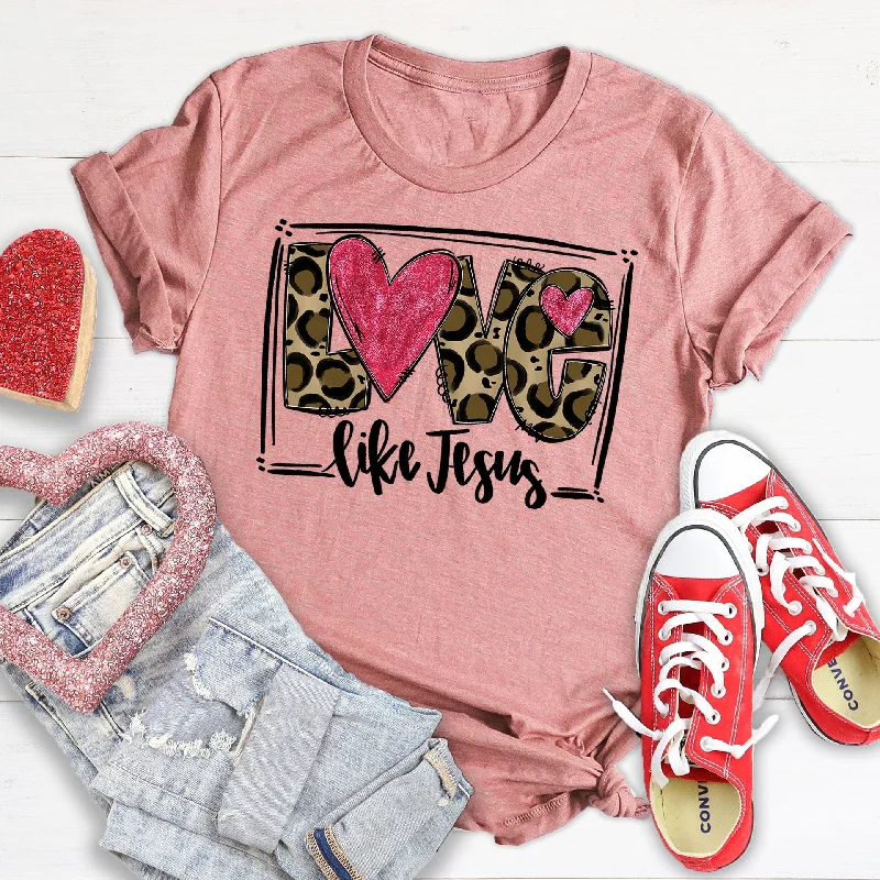 Chic Style Love Like Jesus Leopard Tee