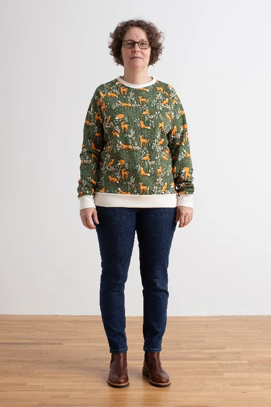 Buy More, Save More Adult Sweatshirt - Deer & Foxes Dark Green