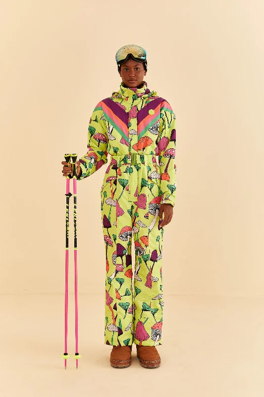 Discount Extravaganza Lime Green New Mushroom Ski Jumpsuit