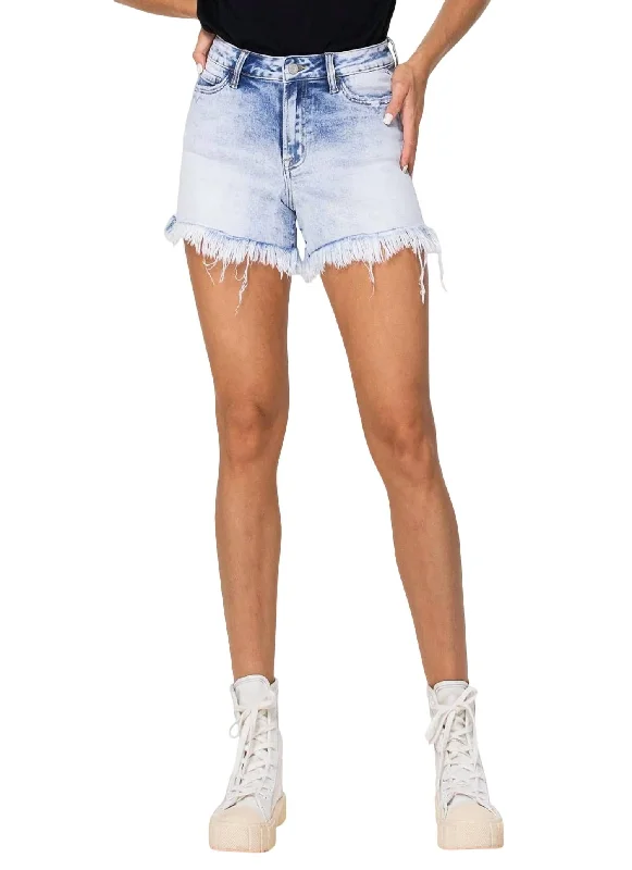 Romantic Flair Acid Wash High Rise Short In Wolferstorn