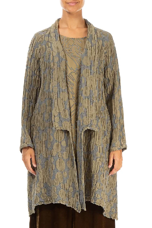 Big Savings Open Silver Sage Circle Silk Linen Jacket