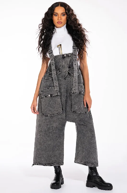 Odd Size Clearance Sale JUST LIKE THAT BAGGY FIT OVERALLS IN CHARCOAL