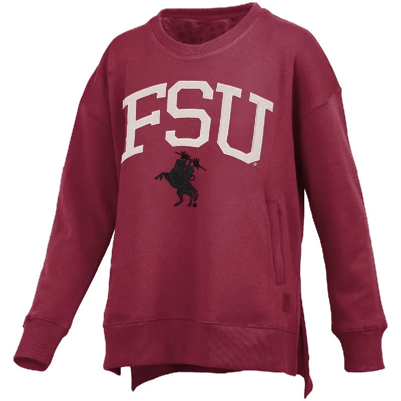 Everyday Wear Pressbox Women's FSU Unconquered Silhouette Side Pocket Crew Fleece - Garnet