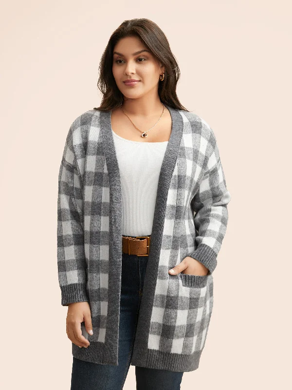 Effortless Chic Apparel Supersoft Essentials Plaid Drop Shoulder Cardigan