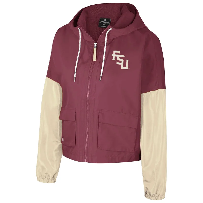 Wardrobe Essentials Colosseum Women's Stacked FSU/Florida State Full-zip Hooded Jacket - Garnet/Gold