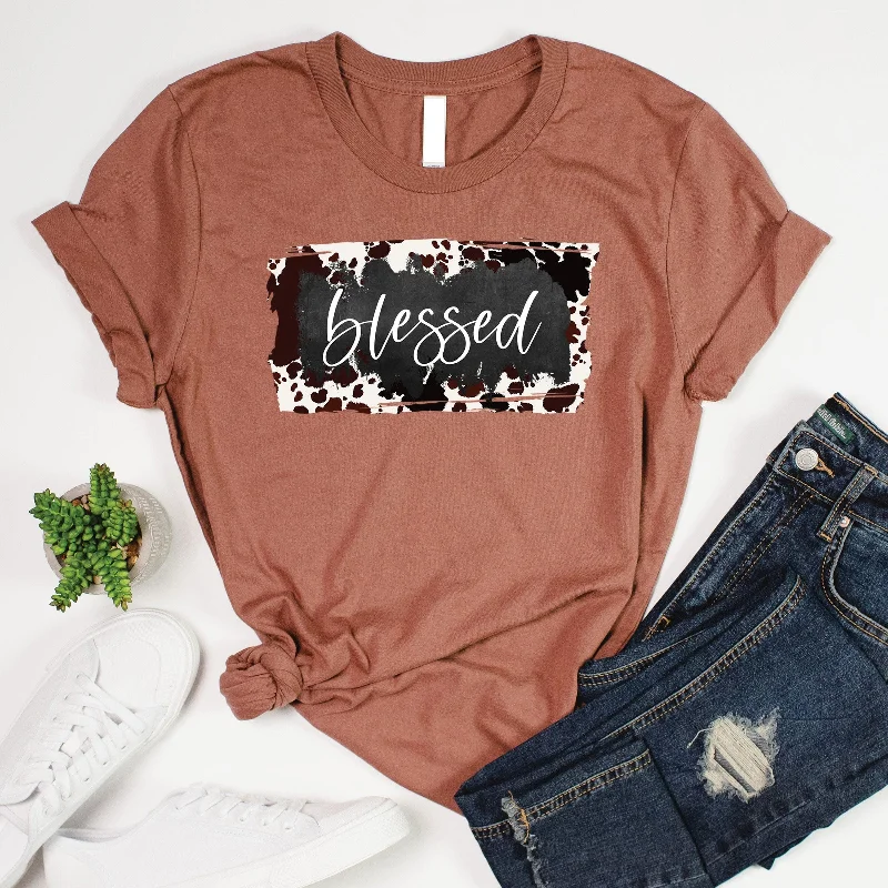 Minimalist Chic Blessed Cow Print Tee