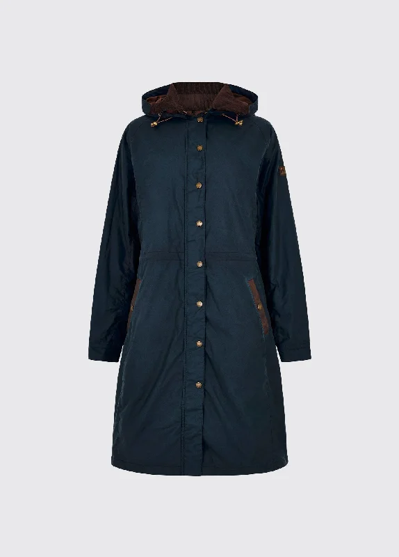 Cutting Edge Fashion Redington Ladies Long Wax Coat - Storm Blue